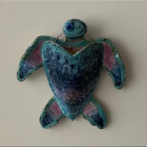 Handmade hanging wall turtle vase